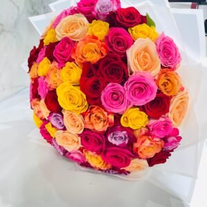 Rainbow Bouquet Qatar | Colorful Fresh Flower Arrangement