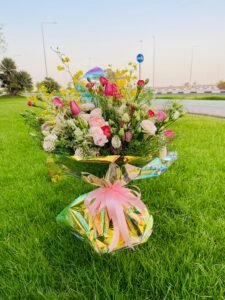 Sunset Glow Bouquet Qatar | Elegant Mixed Fresh Flowers