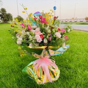 Sunset Glow Bouquet Qatar | Elegant Mixed Fresh Flowers