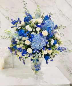 Elegant Blue & White Floral Arrangement | Luxury Fresh Flowers
