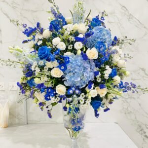 Elegant Blue & White Floral Arrangement | Luxury Fresh Flowers